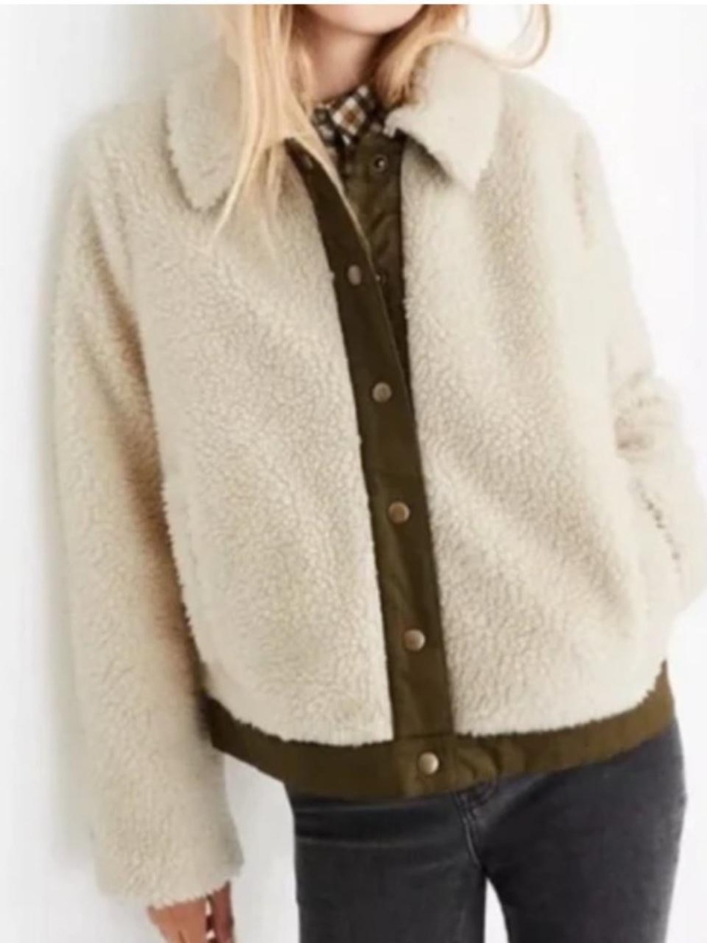 Madewell - Burton Front - Cream/Neutral Sherpa Jacket - Size Small